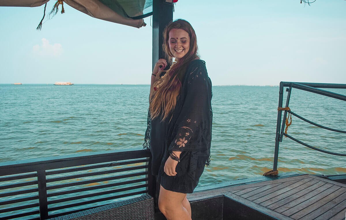 tasha amy on the houseboat in kerala