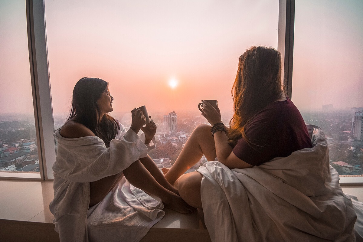 watching sunrise from the kochi marriott hotel