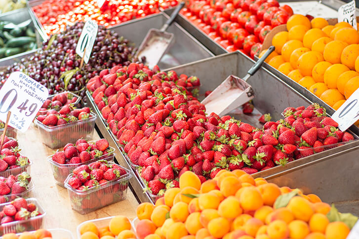 fresh fruit for sale in athens central market