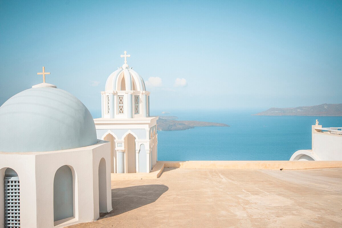 blue church santorini