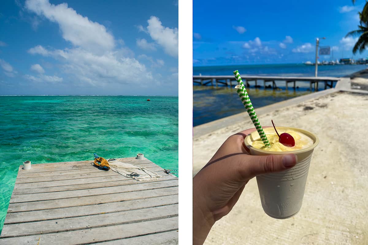 hanging out on a local pier with a fresh pina colada