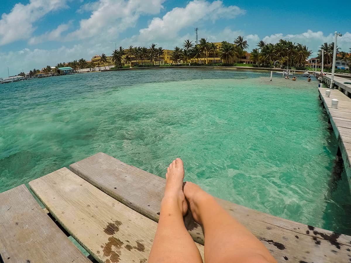enjoying relaxing on one of the piers in san pedro in front of paradise villas