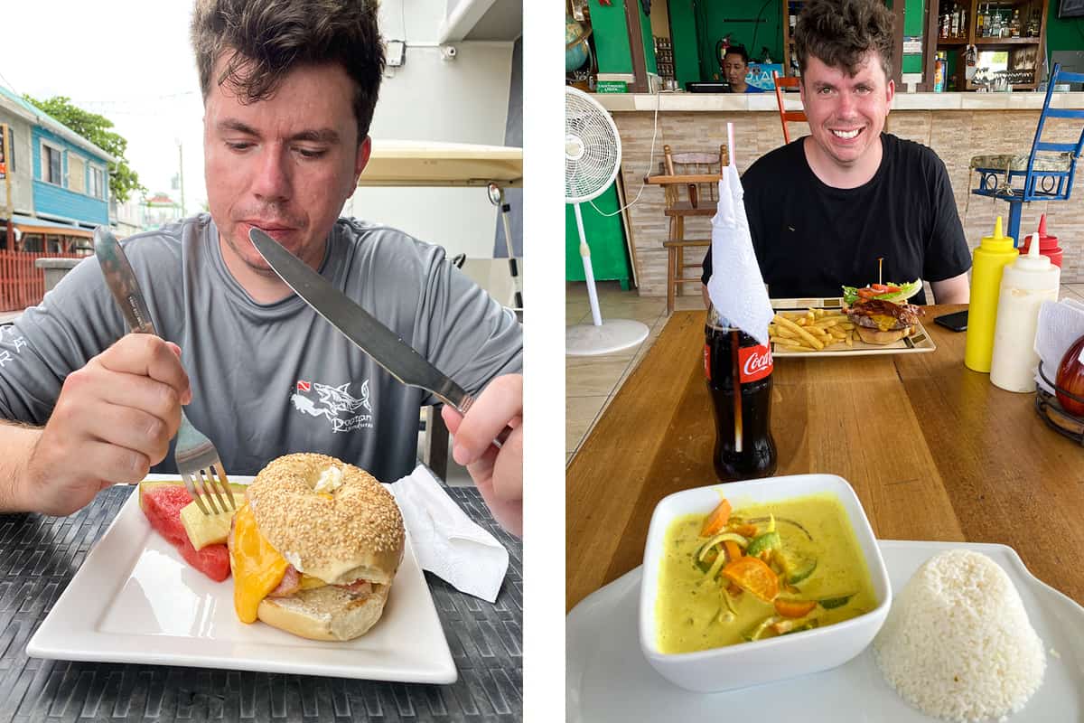 a early morning breakfast before going diving in san pedro // a well deserved post dive lunch