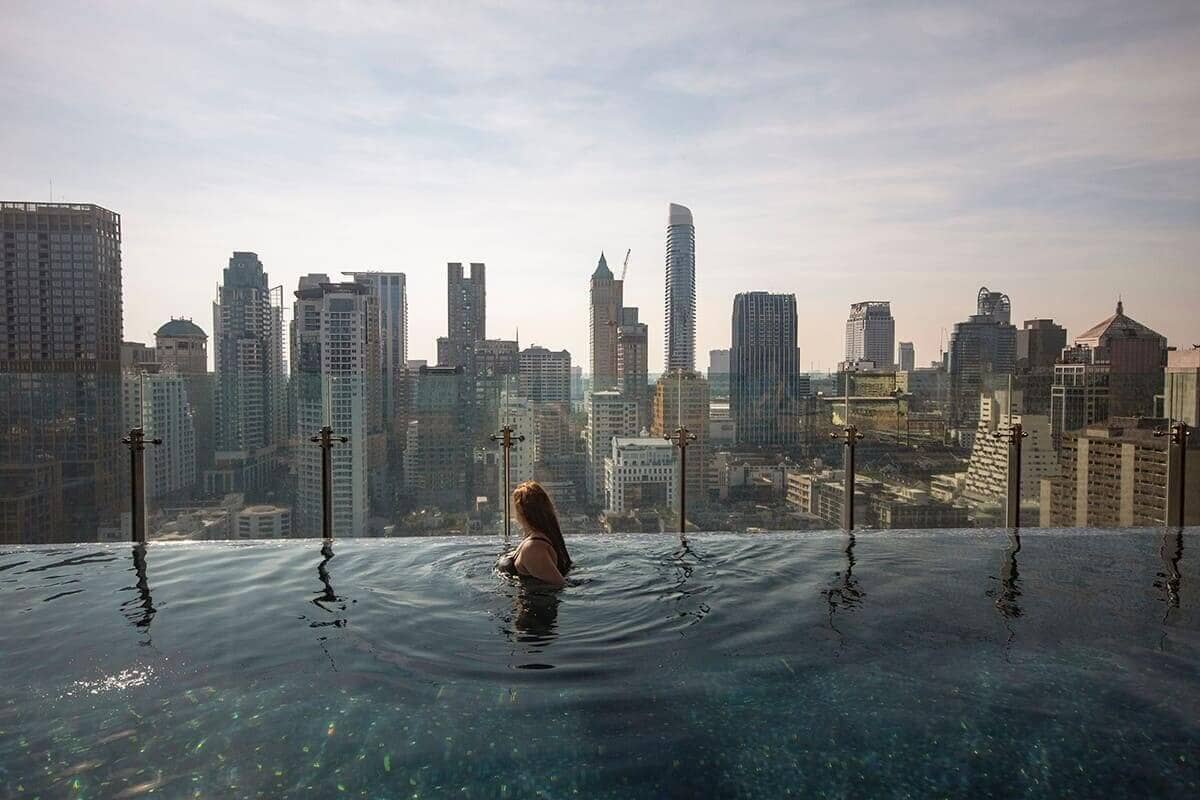 Hotel Indigo Bangkok Wireless Road Review 4 landscape view from pool at hotel indigo bangkok review