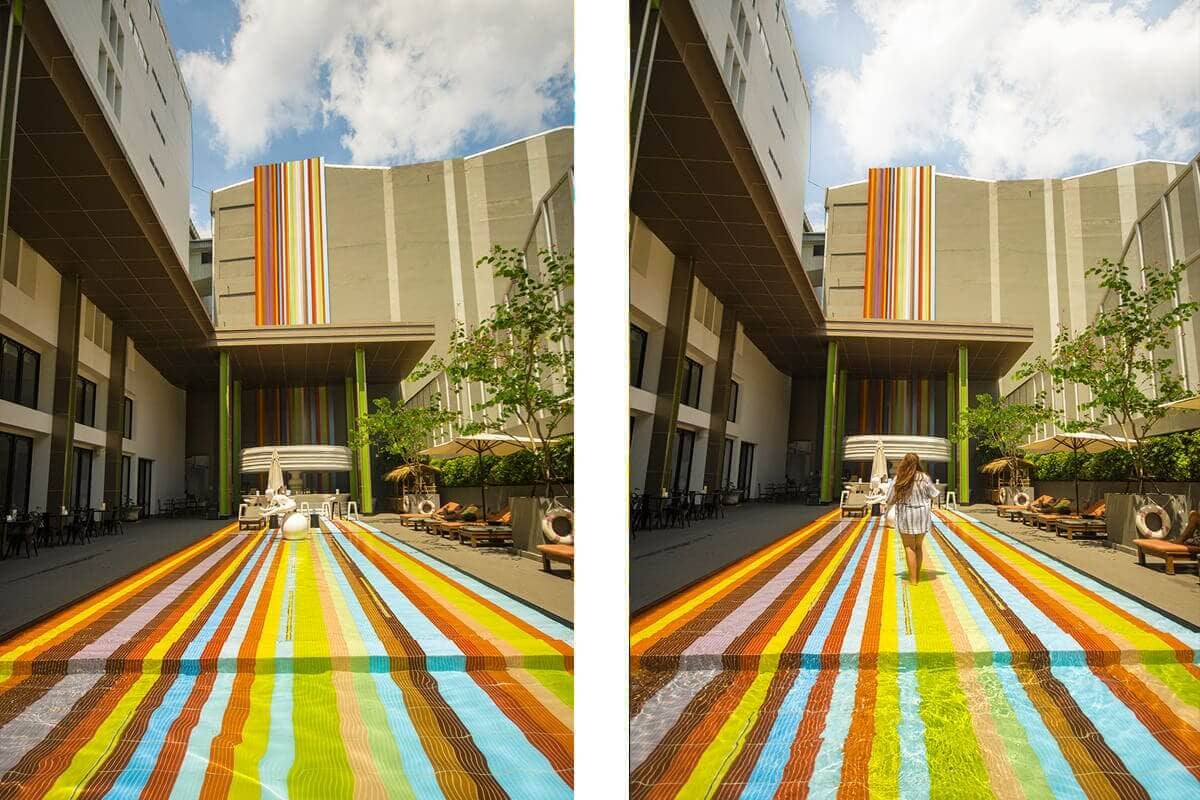 rainbow swimming pool at ibis styles khao san in bangkok
