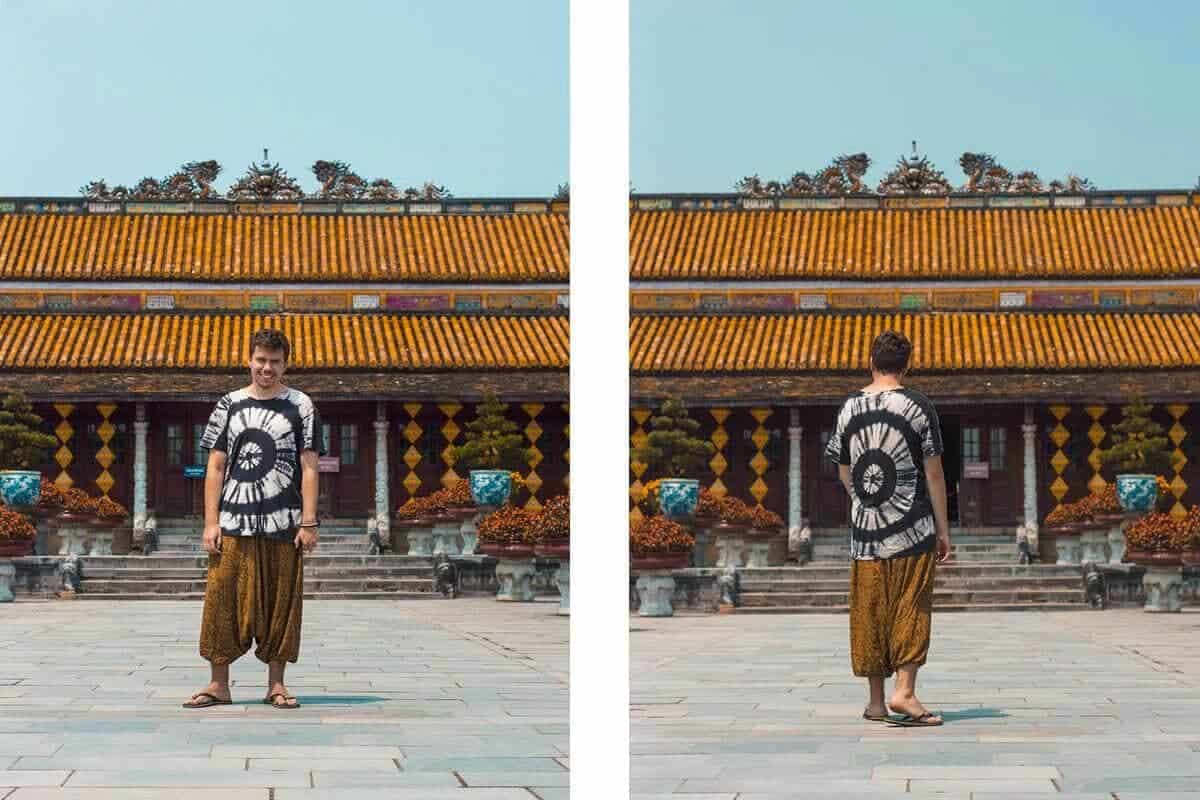 orange building at the imperial city of hue