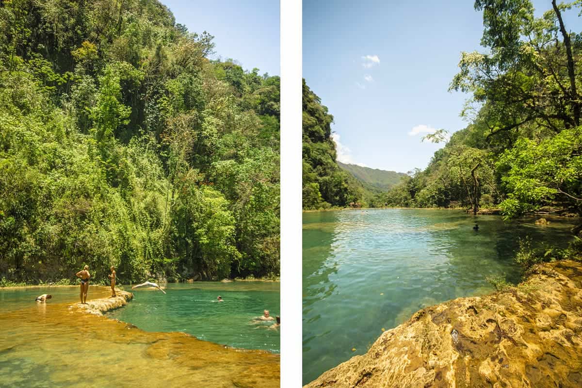 the blue waters of semuc champey, definately worth coming here for a swim on a hot day