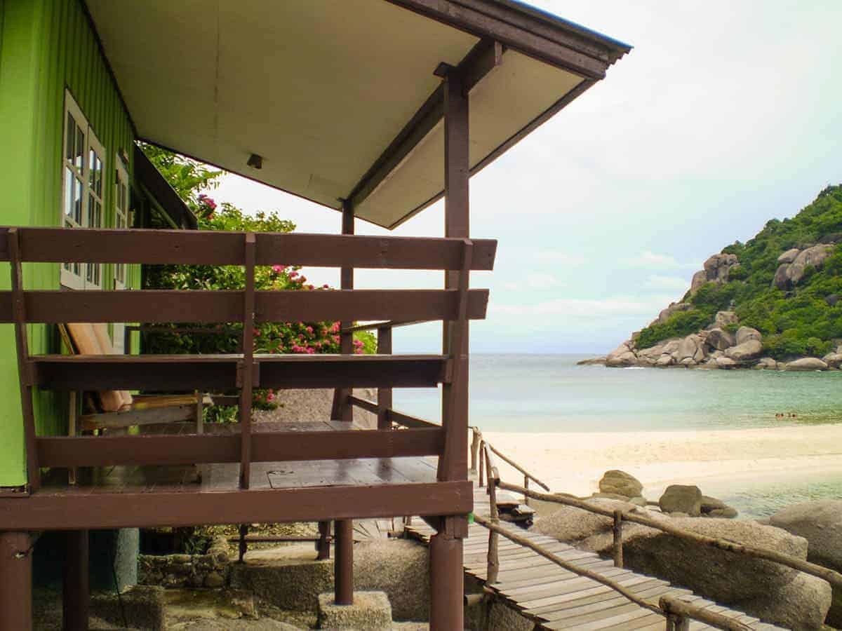 once of the villas with a deck overlooking the ocean on koh nang yuan