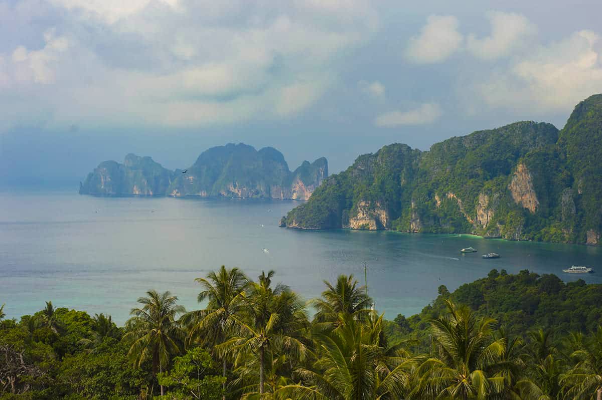Koh Phi Phi Viewpoint: How To Hike To All 3 Phi Phi Viewpoints (2025) 15 looking out over the bay on one side of koh phi phi