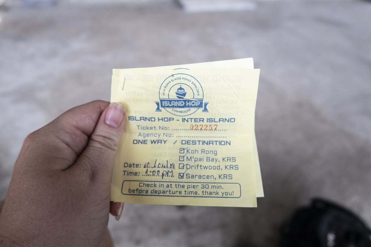 our island hop boat ticket from koh rong to koh rong samloem