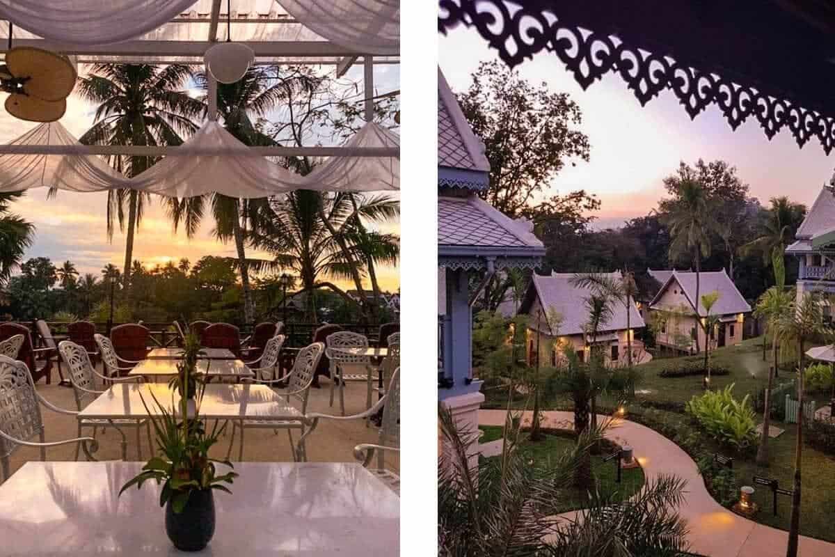 le bel air hotel at sunset in luang prabang