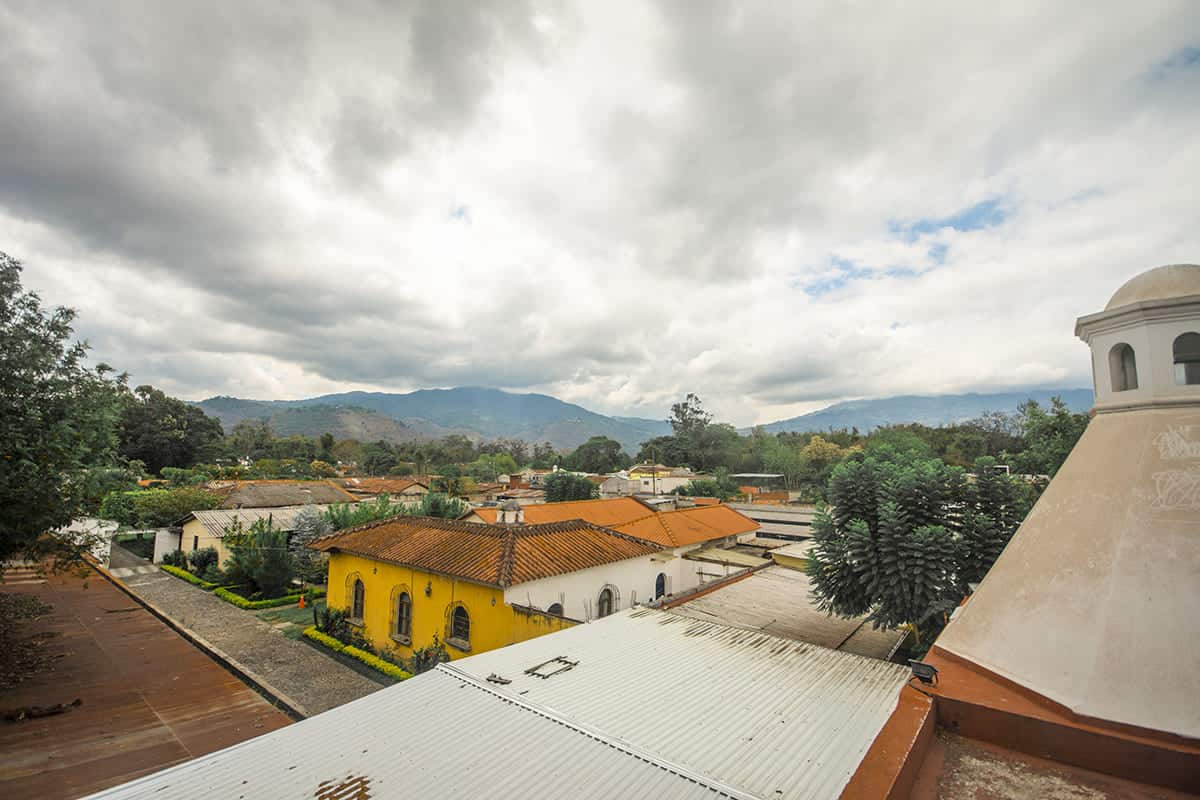view over the city from the rooftop of my school where I was learning Spanish in antigua guatemala