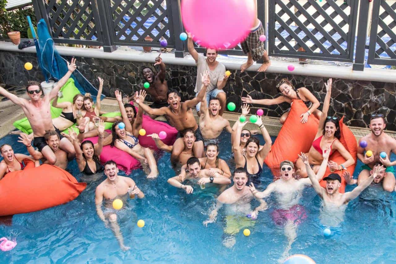pool party at mad monkey, one of the best social hostels on khao san road