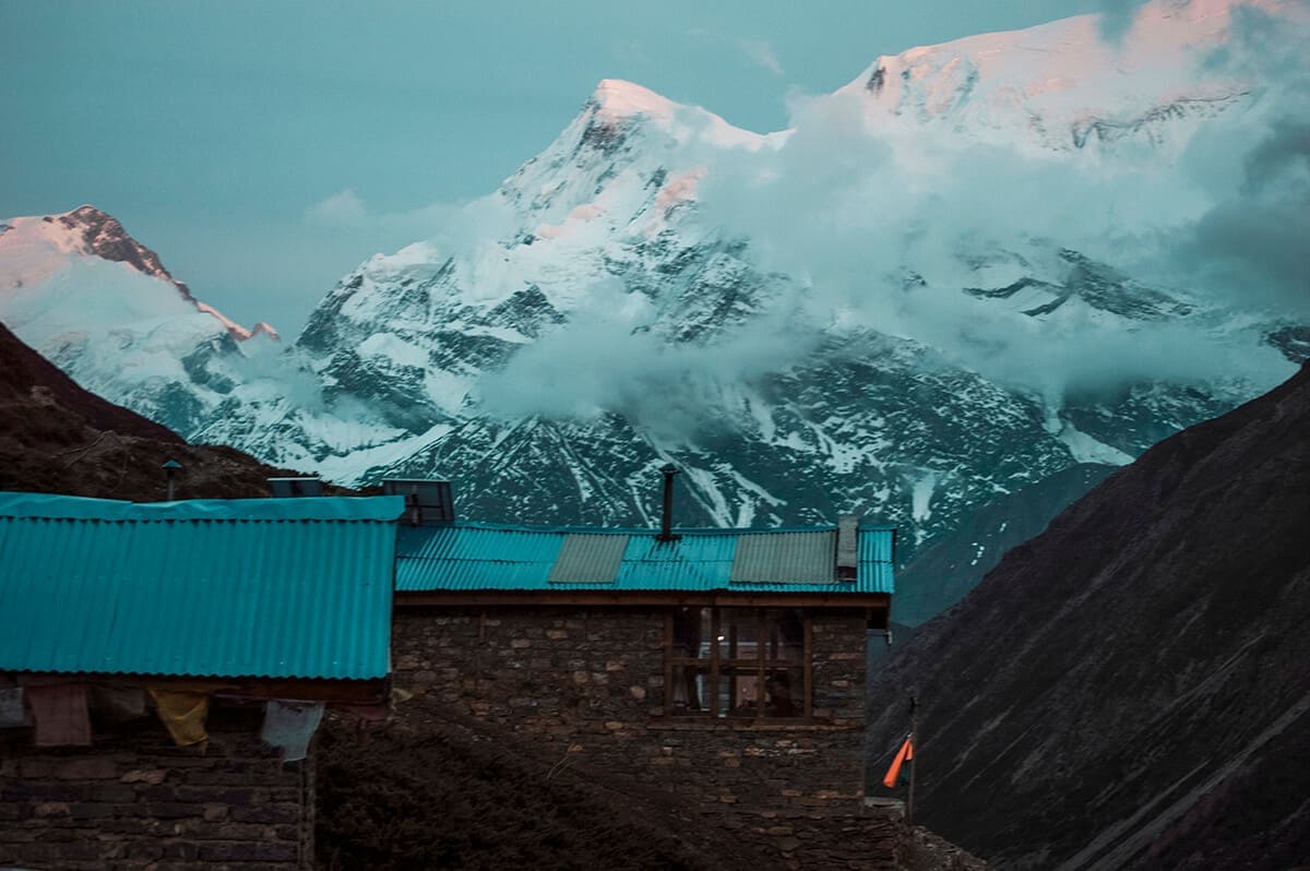 night mountain views manang to yak kharka on the annapurna circuit
