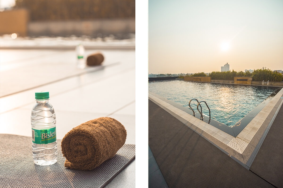 pool view at the kochi marriott hotel in kerala, india