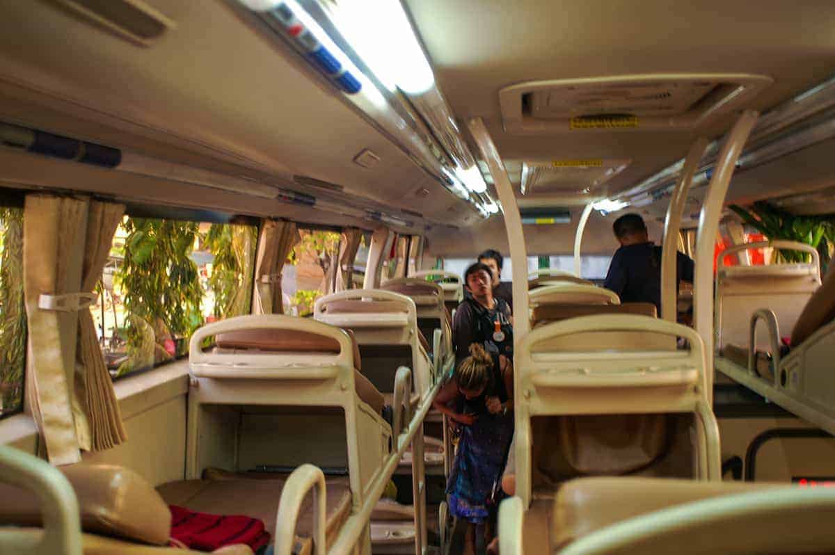 standard sleeper style bus in vietnam traveling from mui ne to ho chi minh city
