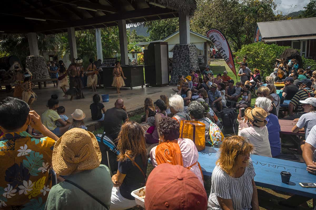 a local dance performance happening on stage at the punanga nui market