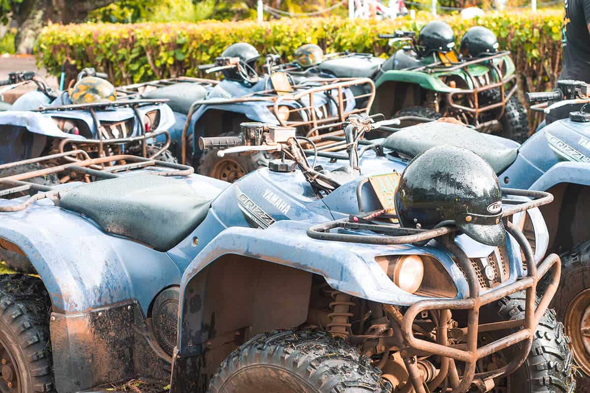 Quad Biking Rarotonga With Raro Quad Tours: Worth It? 8 quad bikes lined up in rarotonga