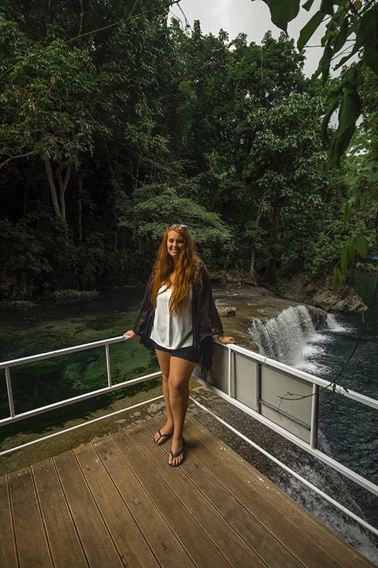 tasha amy hanging out on the viewing platform over rarru cascades