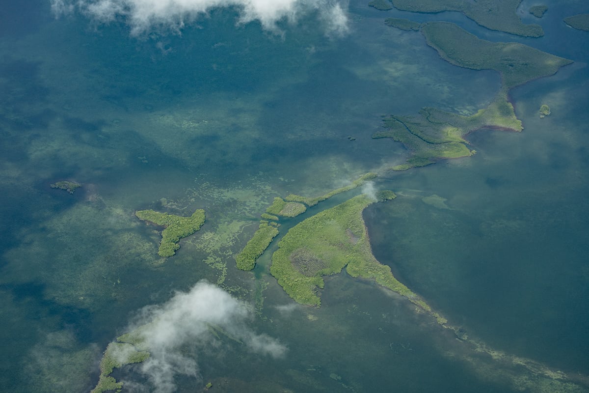 the intricately shaped islands in the belize reef system