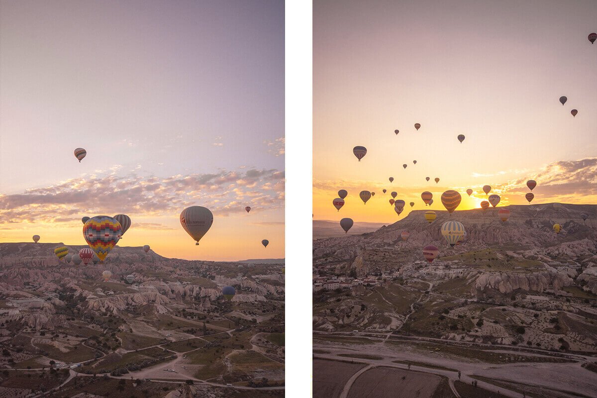 dusk views hot air ballooning cappadocia