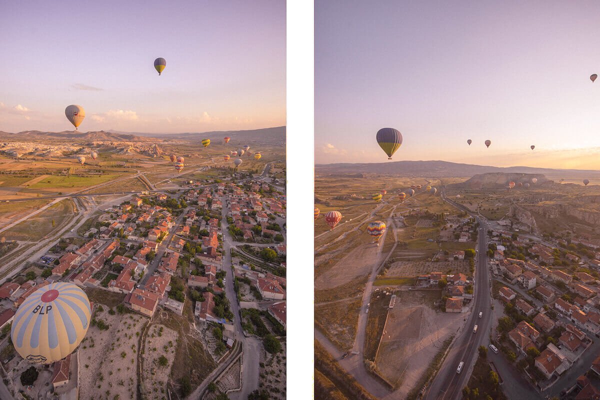 pink towns hot air ballooning cappadocia