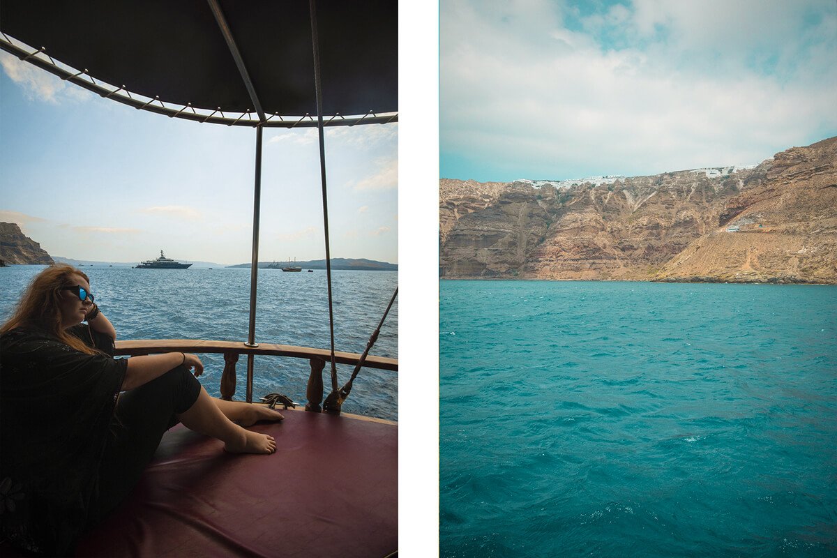 Volcano Tour In Santorini: What To Expect 4 sitting on the sailboat volcano tour santorini