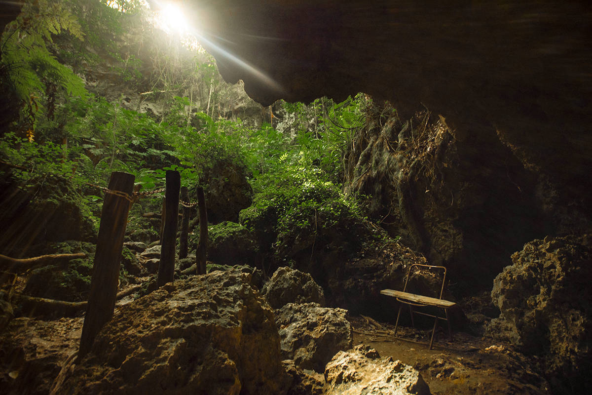 the entry to the cave at the secret grotto in lifou