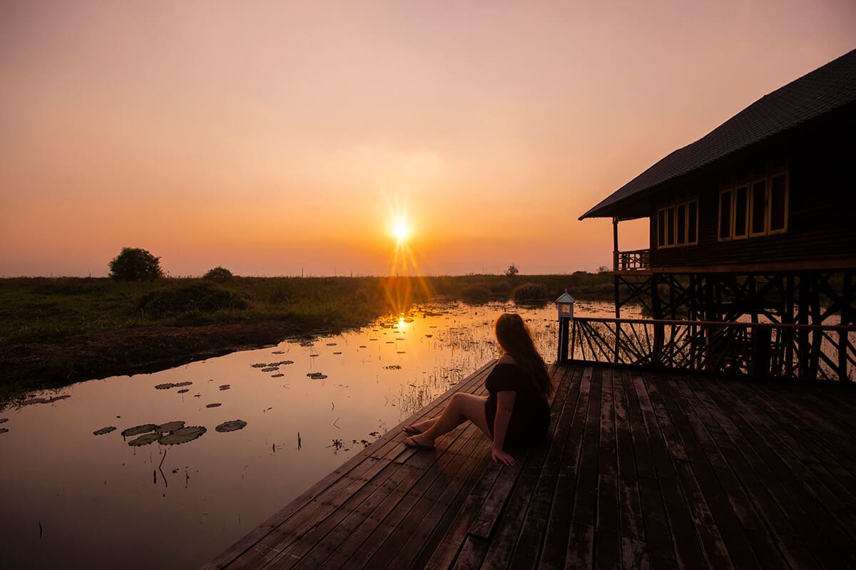 sunset at serenity inle resort
