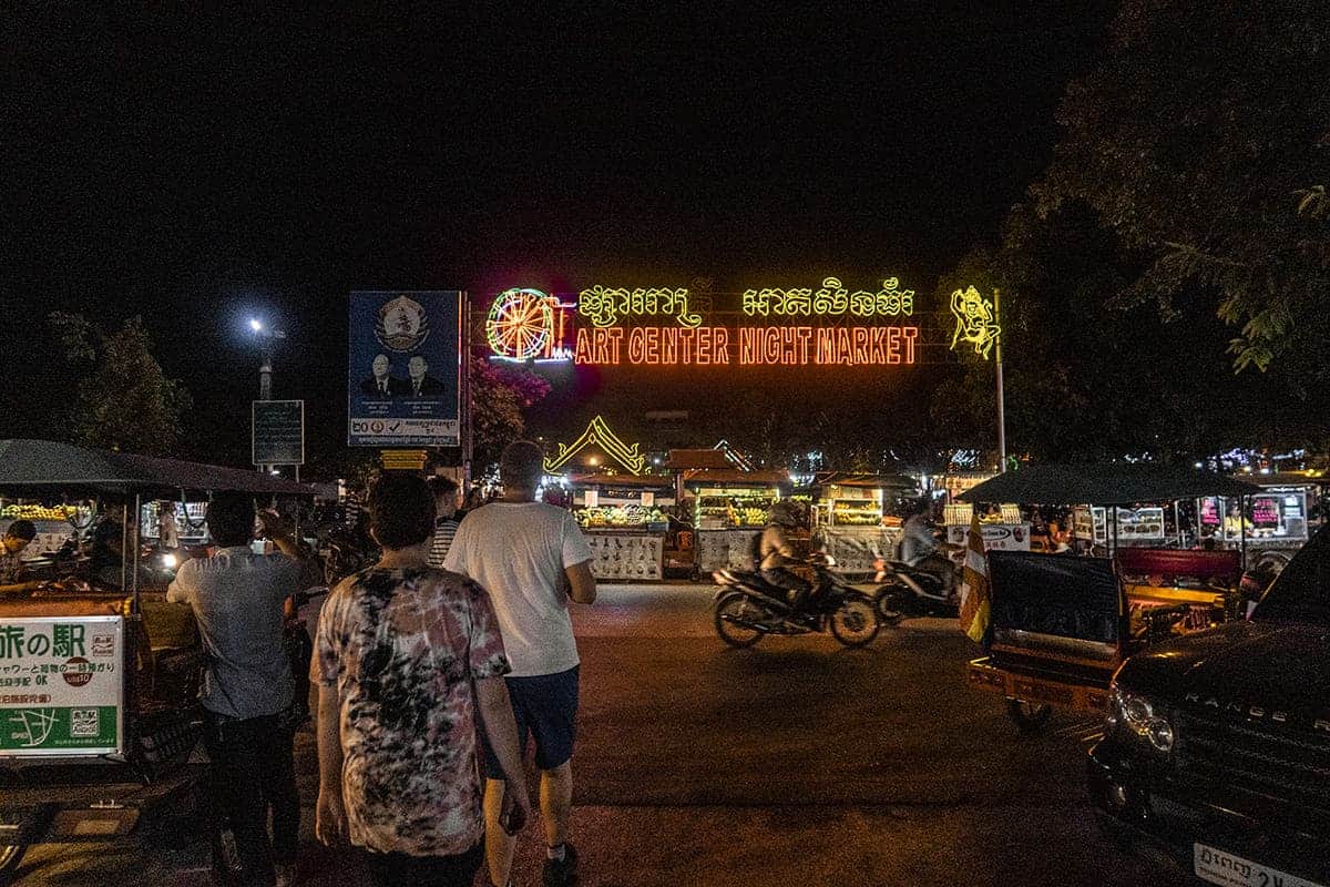 visiting the art center night market in siem reap
