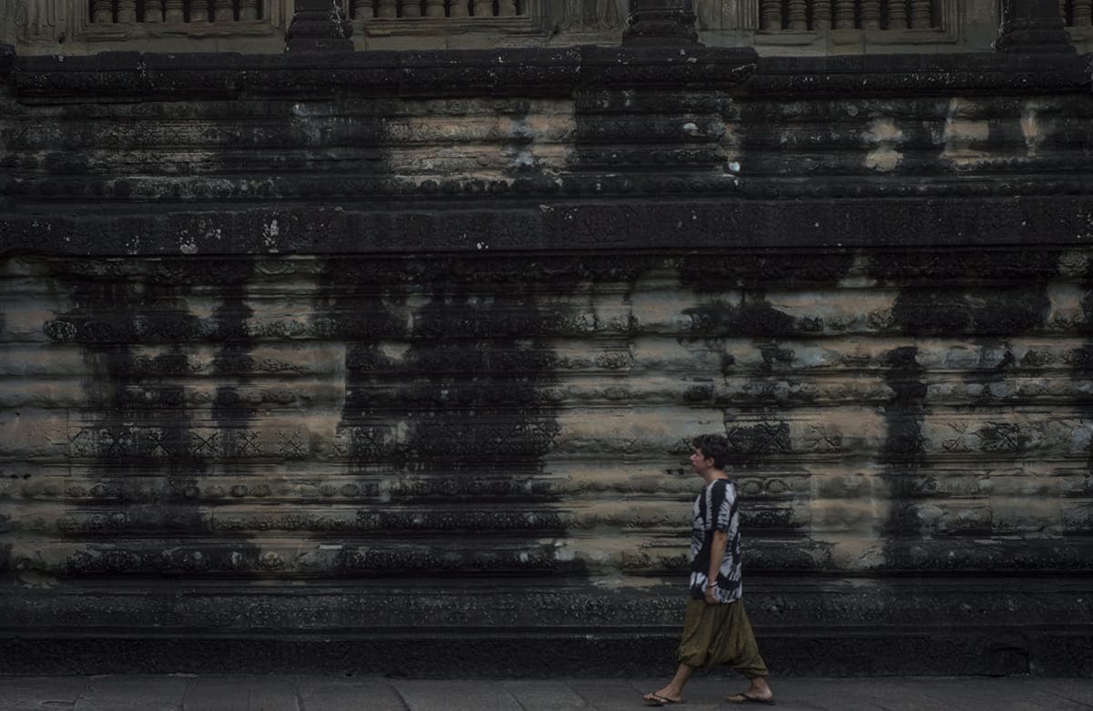 walking through angkor wat in siem reap