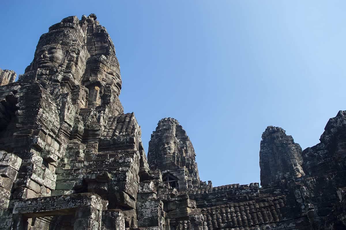 the faces of bayon temple in angkor archeological park