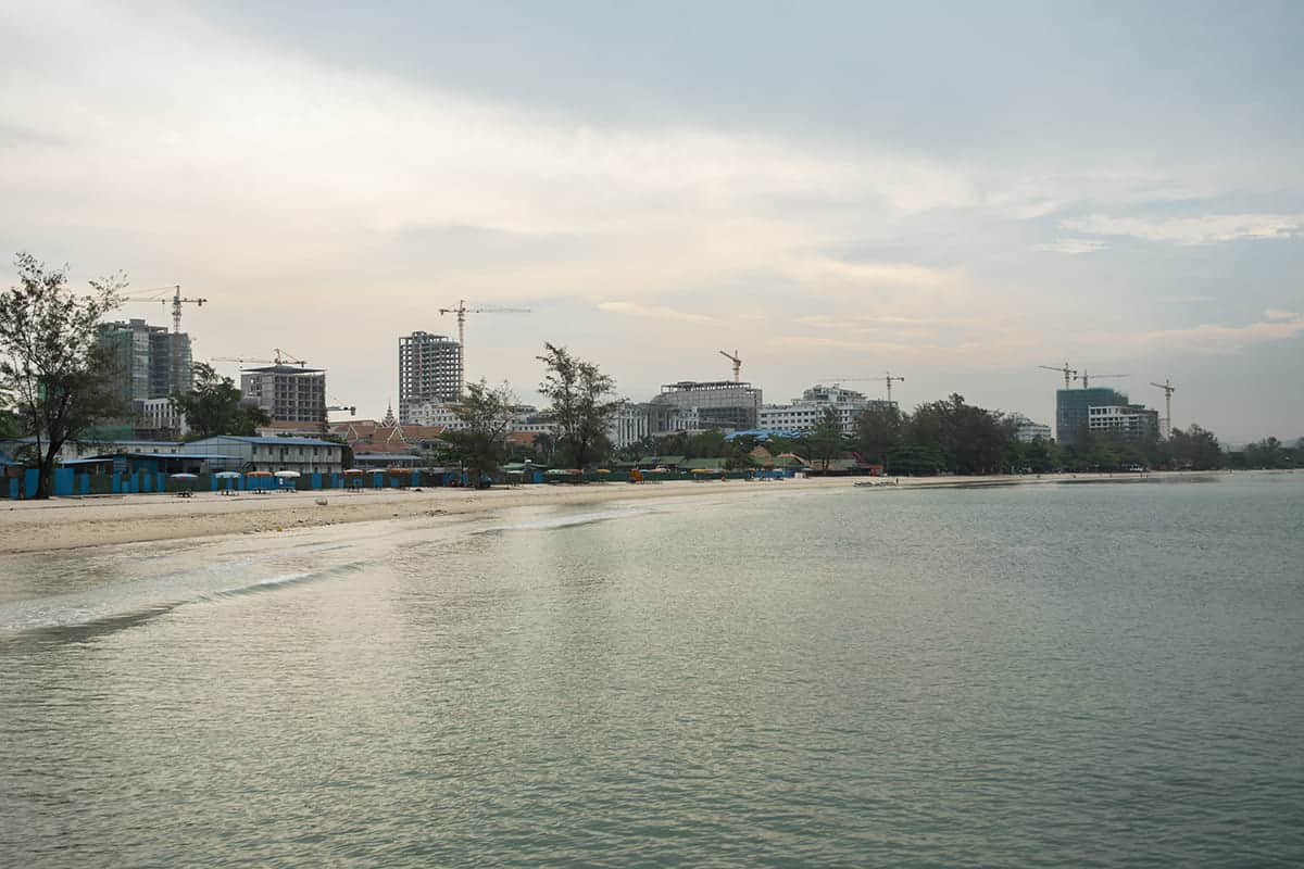 looking back towards sihanoukville and its construction from the pier
