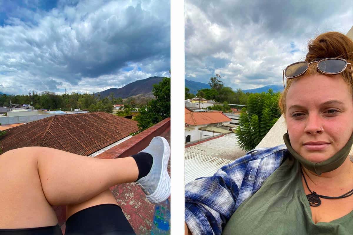 relaxing on the morning break at one of the best Spanish schools in antigua