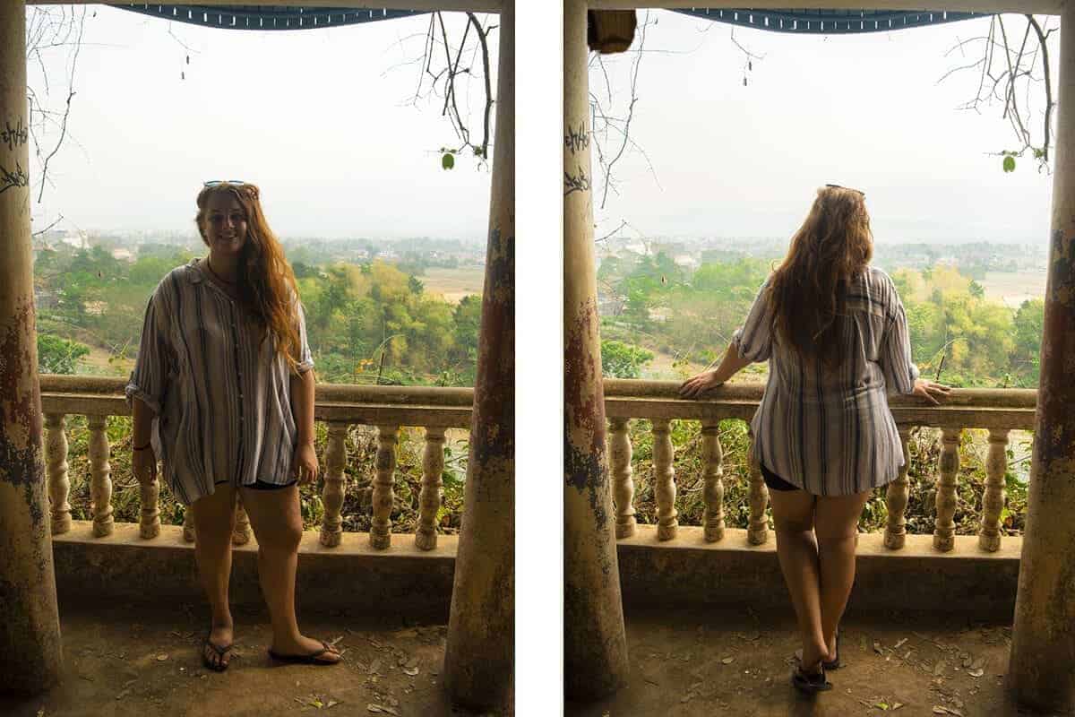 looking over the township of vang vieng from a viewpoint inside tham chang cave