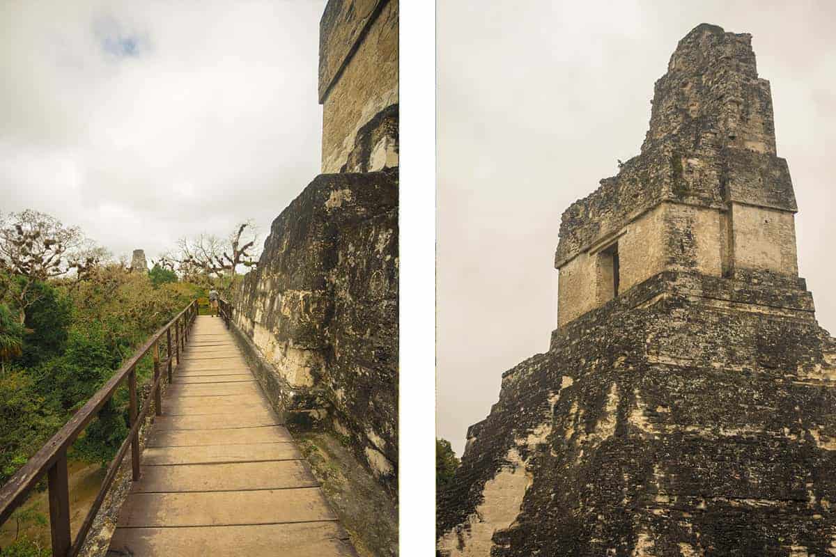 climbing the impressive temple II in tikal