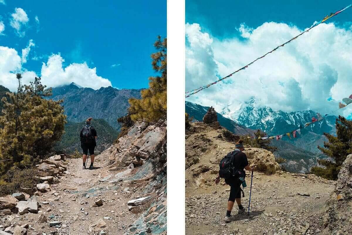 hiking trail upper pisang to ngawal on the annapurna circuit nepal
