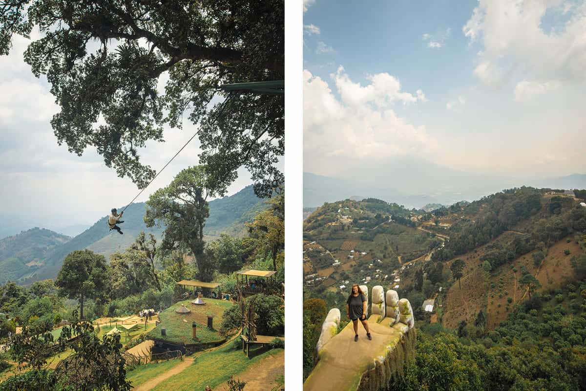 the swing at hobbitenango is not for the faint hearted // one of the many photo spots around the eco park