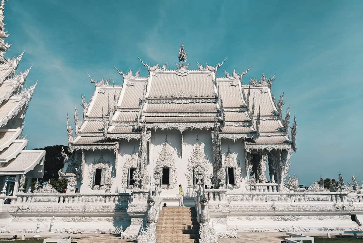 view from the side of the white temple in chiang rai