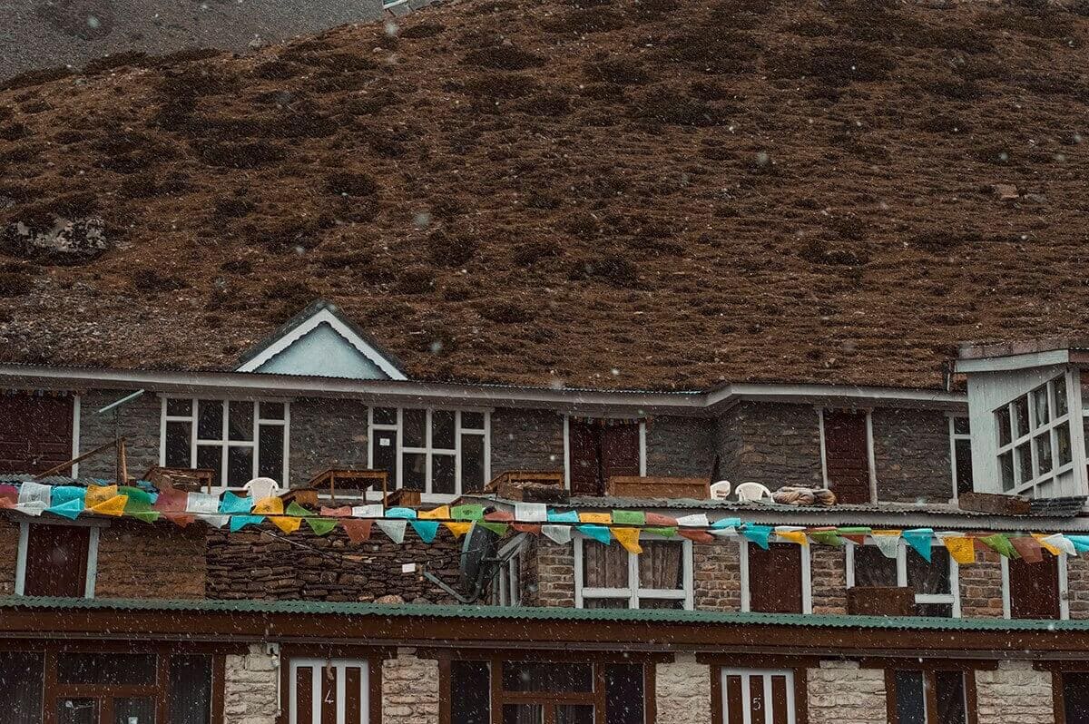 snowy lodges yak kharka to thorong phedi base camp on the annapurna circuit