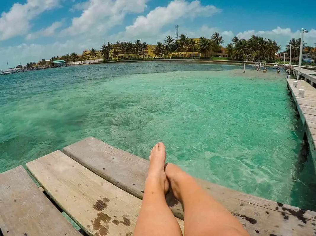 hanging out on one of the piers in san pedro while on the 1 week in belize itinerary