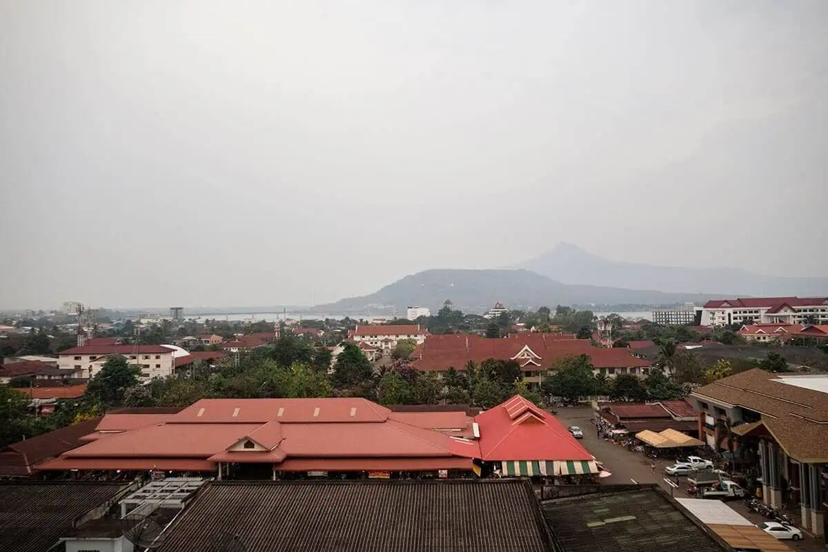 views from the pakse hotel to the mountains