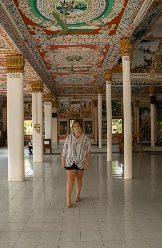 tasha amy inside one of the temples in vientiane