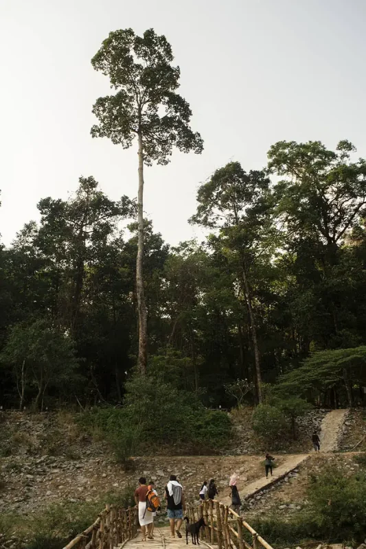 walking up the path leading away from kong lor cave