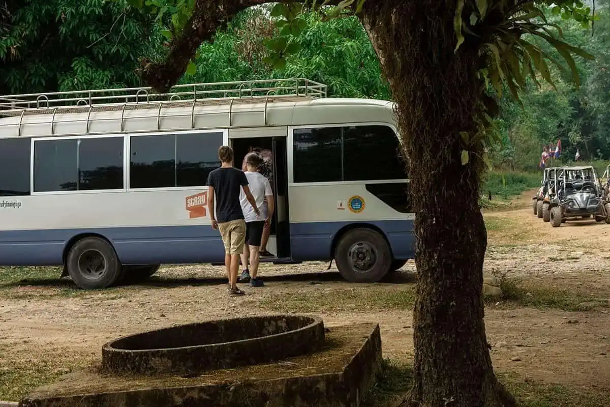 taking a mini bus from vang vieng to vientiane 