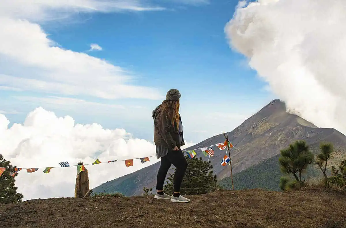 arriving at base camp after the acatenango volcano hike