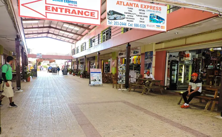 walking through the water taxi terminal in belize city