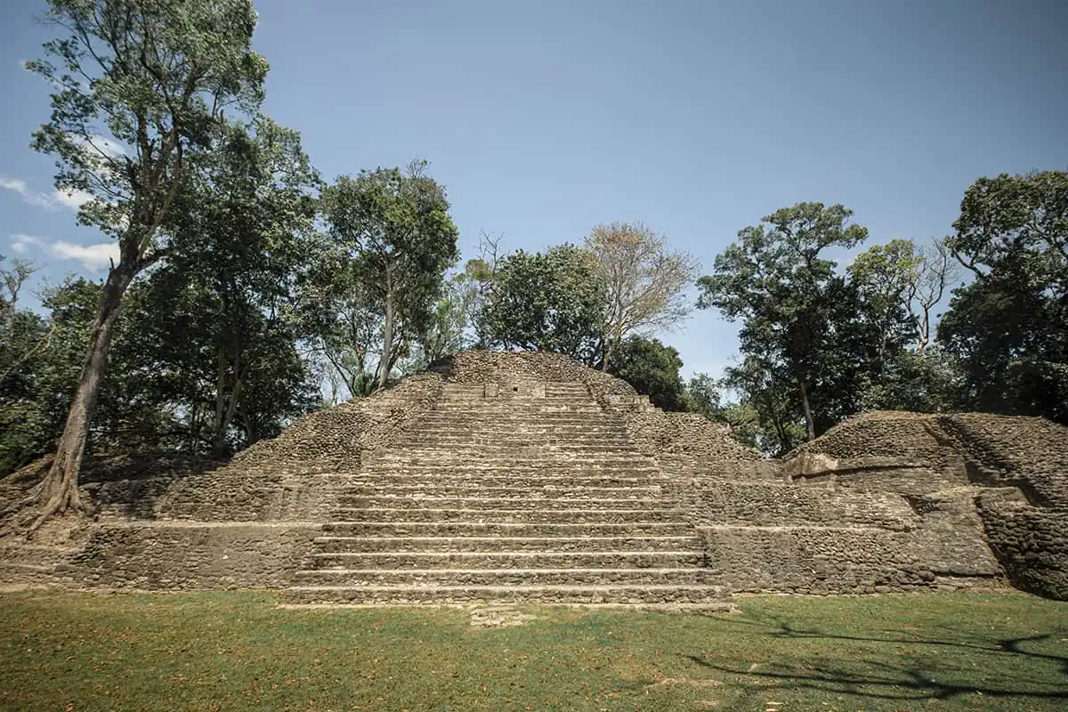one of the impressive pyramid temples at cahal pech mayan ruins in san ignacio