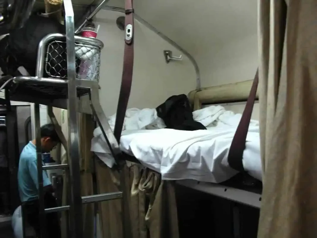 inside the sleeper train from bangkok to chiang mai second class
