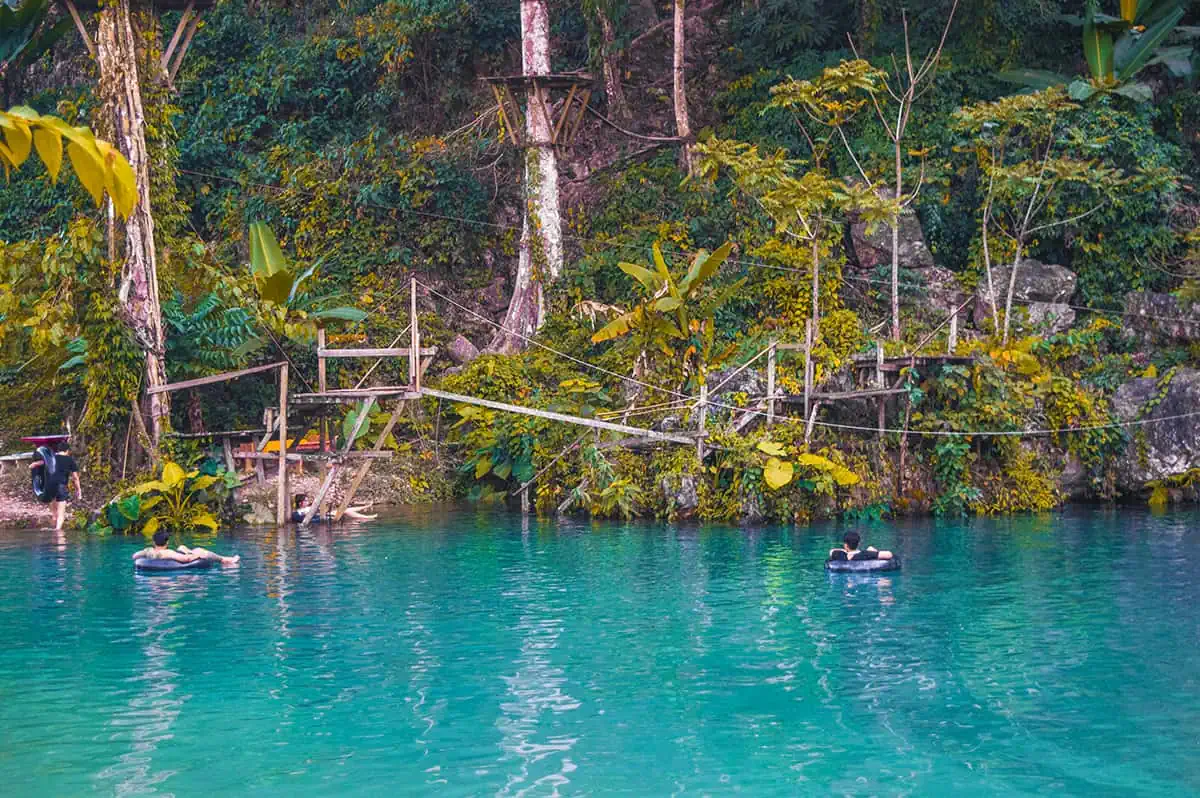 rope course over blue lagoon 3 in vang vieng laos